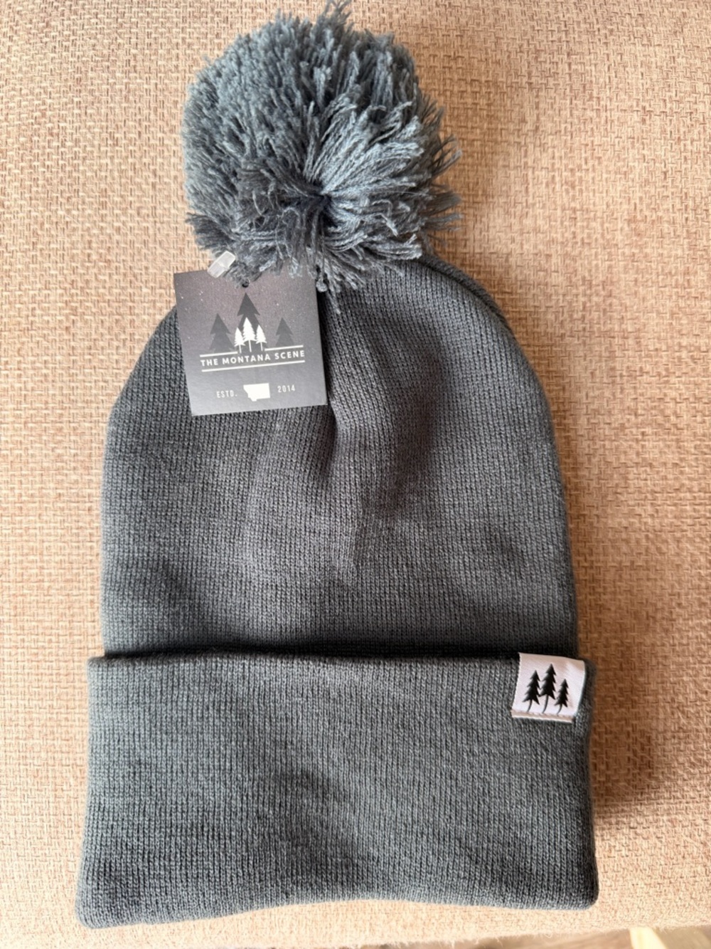 Women's Gray Pom Beanie Hat